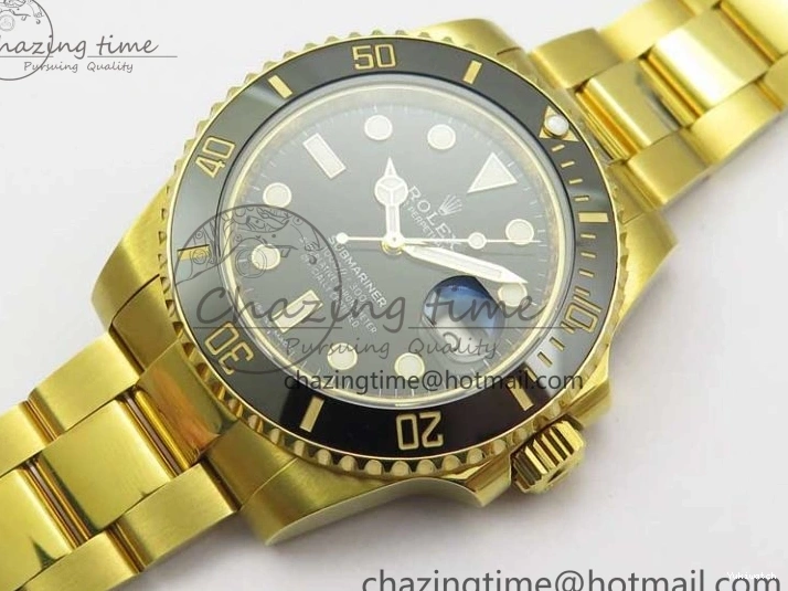 LN A2836 YG Dial Best Edition Wrapped Wrapped Bracelet Submariner Black 116618 D1F YG on 0207